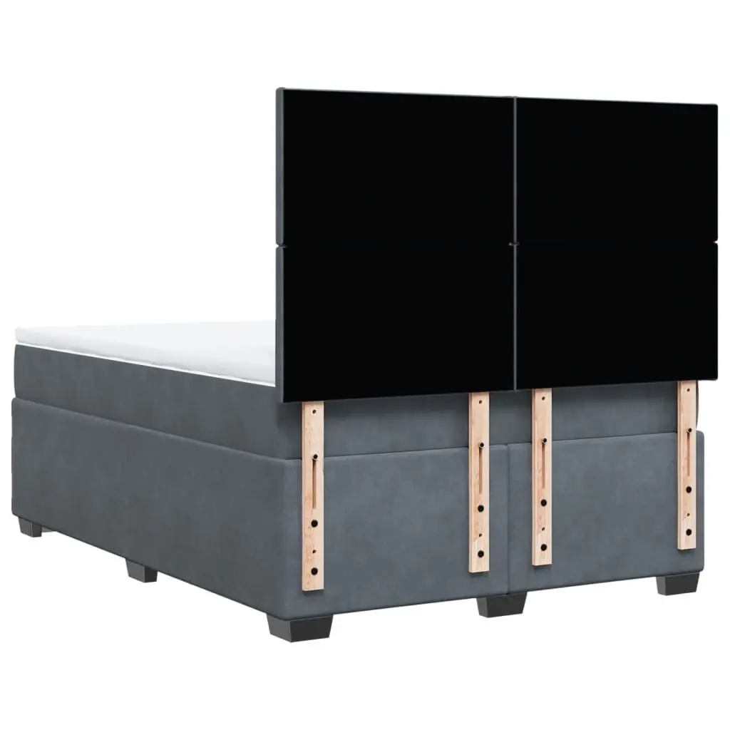 Queen Box Spring Bed with Pocket Spring Mattress LED Lights Grey Velvet