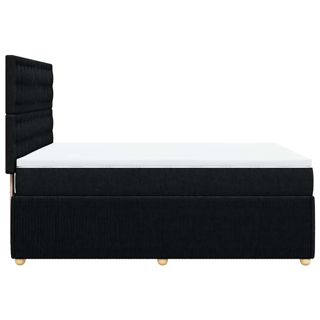 Double Box Spring Bed with Pocket Sprung Mattress LED Lights Black Fabric Double Size