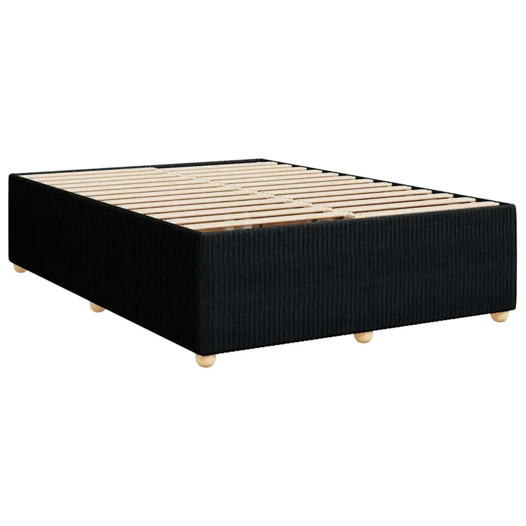 Double Box Spring Bed with Pocket Sprung Mattress LED Lights Black Fabric Double Size
