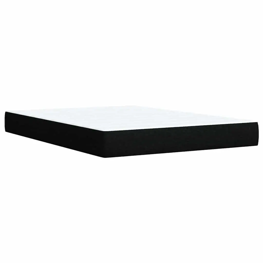 Double Box Spring Bed with Pocket Sprung Mattress LED Lights Black Fabric Double Size