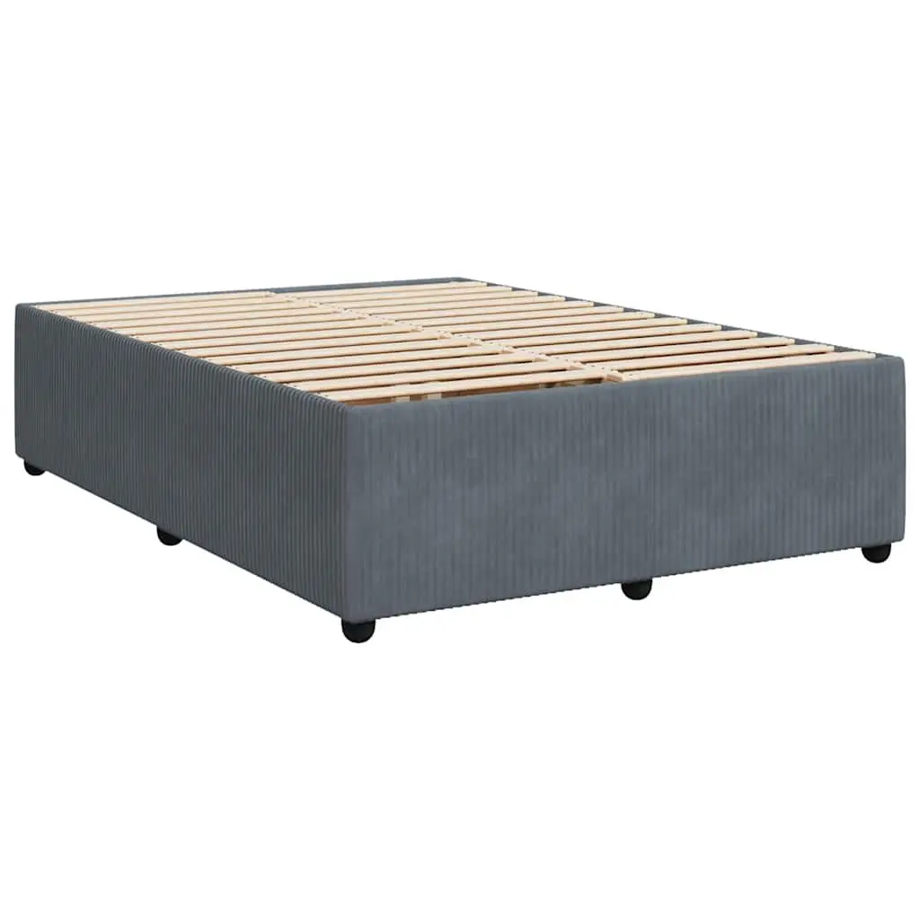 Queen Box Spring Bed with Adjustable Headboard Pocket Spring Mattress Dark Grey Velvet