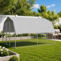 Dog Cage with Roof and Door Galvanised Steel Mesh Outdoor Kennel Pet House