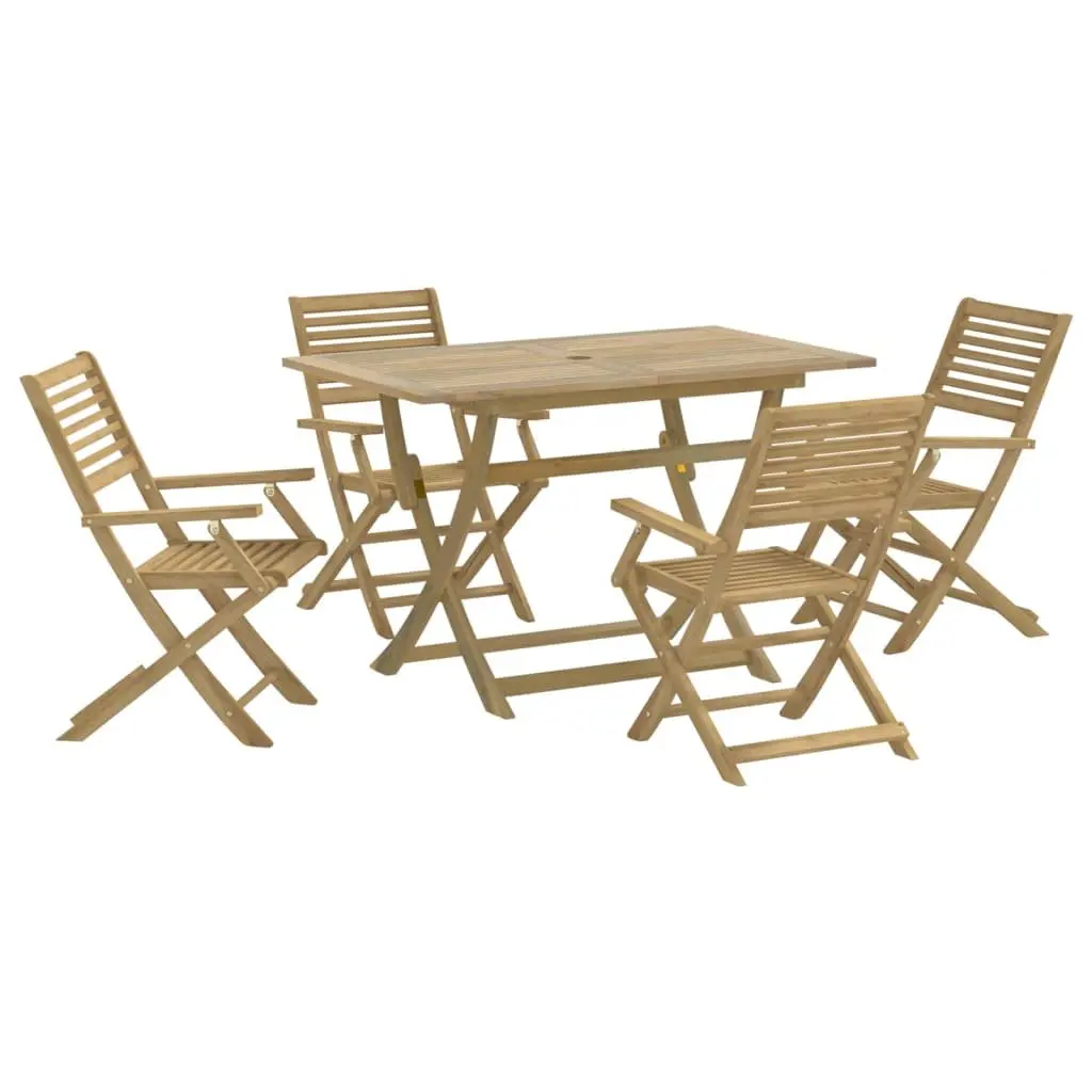 Outdoor Dining Set 5 Piece Garden Table Chair Solid Wood Acacia Backrest