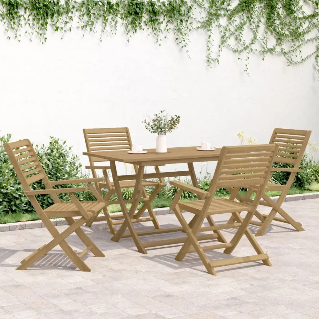 Outdoor Dining Set 5 Piece Garden Table Chair Solid Wood Acacia Backrest