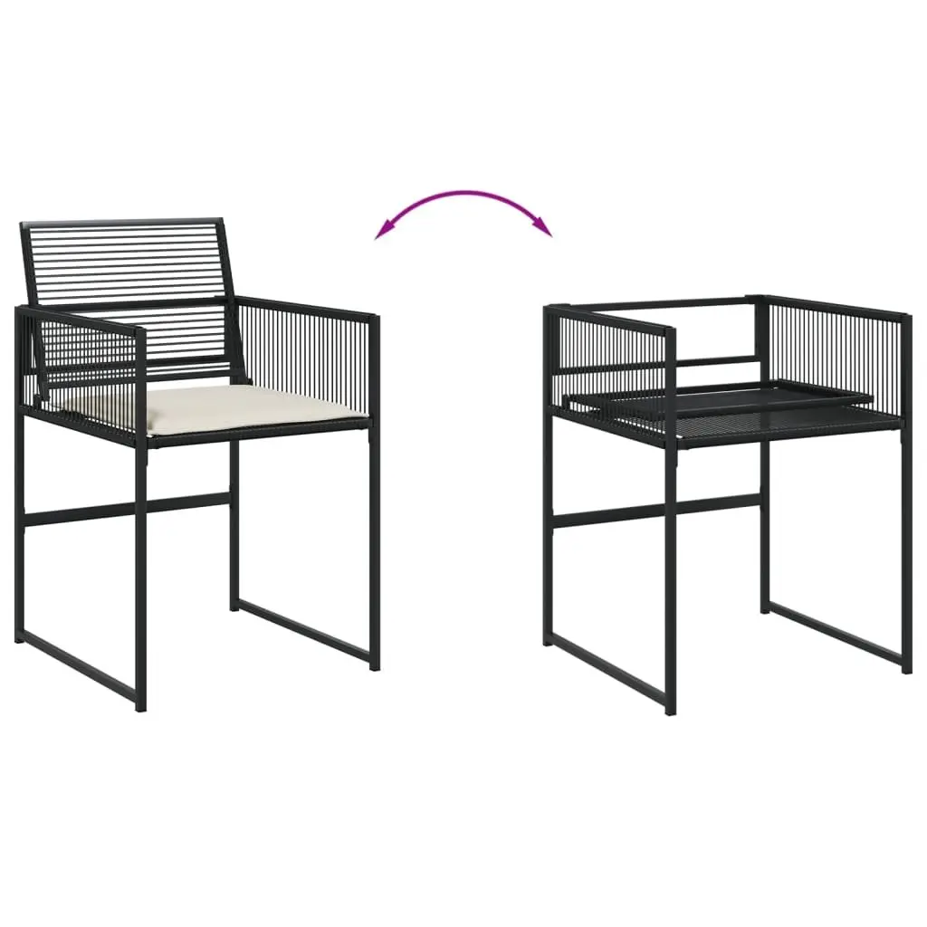 Outdoor Garden Dining Set 9 Piece Black Poly Rattan Table with Cushions
