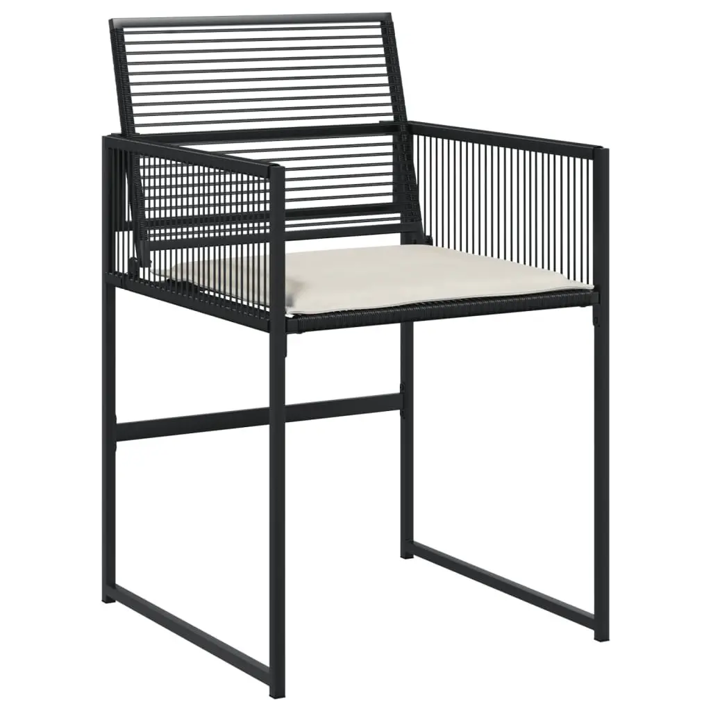 Outdoor Garden Dining Set 9 Piece Black Poly Rattan Table with Cushions