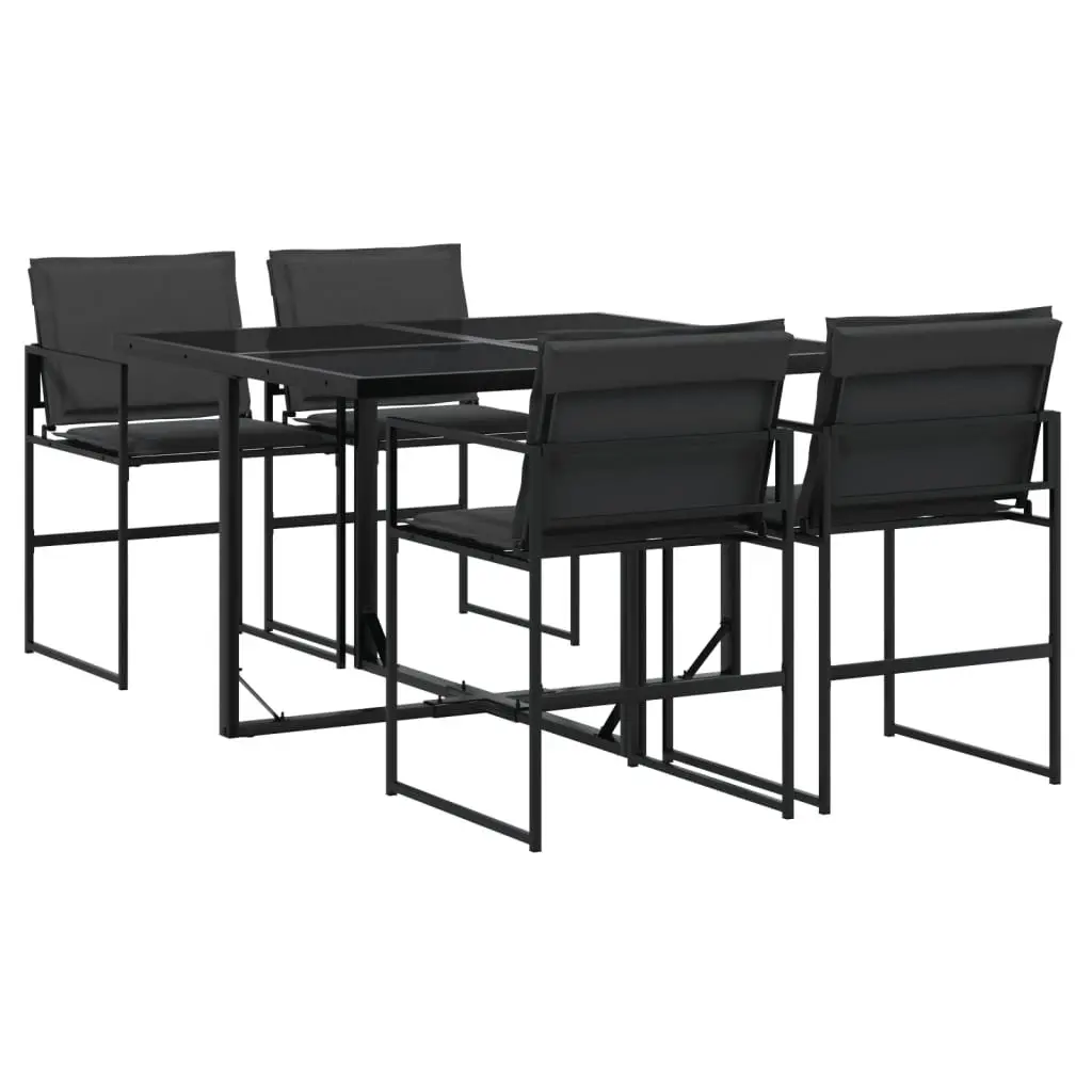 Garden Dining Set 5 Piece Outdoor Furniture Textilene Cushions Black Patio Table