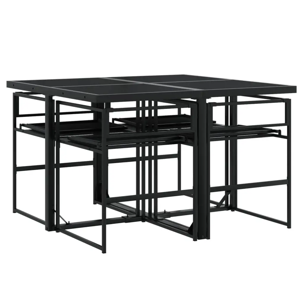 Garden Dining Set 5 Piece Outdoor Furniture Textilene Cushions Black Patio Table