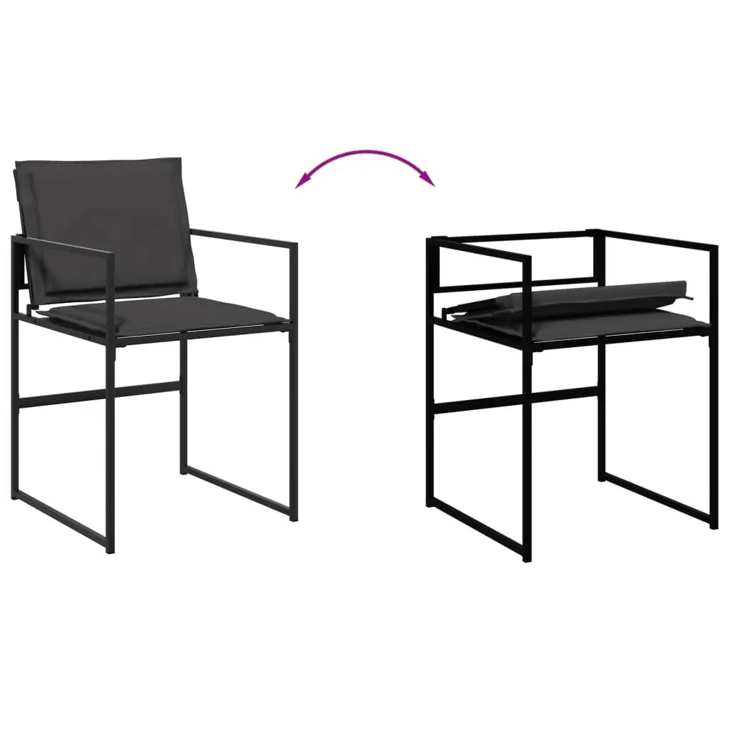 Garden Dining Set 5 Piece Outdoor Furniture Textilene Cushions Black Patio Table