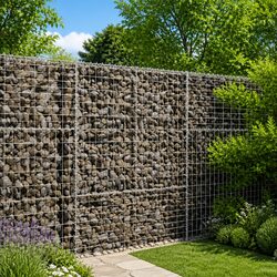 Gabion Basket with Cover 100x50x150 cm Silver Wire Cage Garden Landscaping