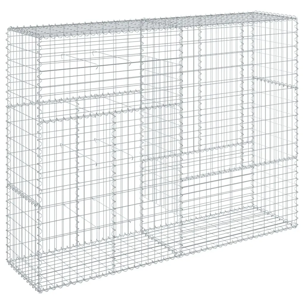 Gabion Basket Silver Metal Wire Cage 200x50x150 cm Garden Retaining with Cover