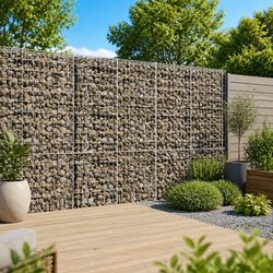 Gabion Basket with Cover 100x50x200 cm Silver Garden Retaining Wall Landscaping