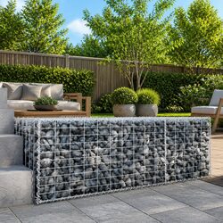 Gabion Basket with Cover 100x100x50 cm Silver Wire Cage Garden Landscaping
