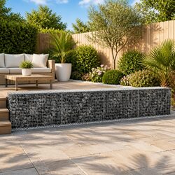 Gabion Basket with Cover 500x100x50 cm Galvanised Iron Garden Retaining Wall