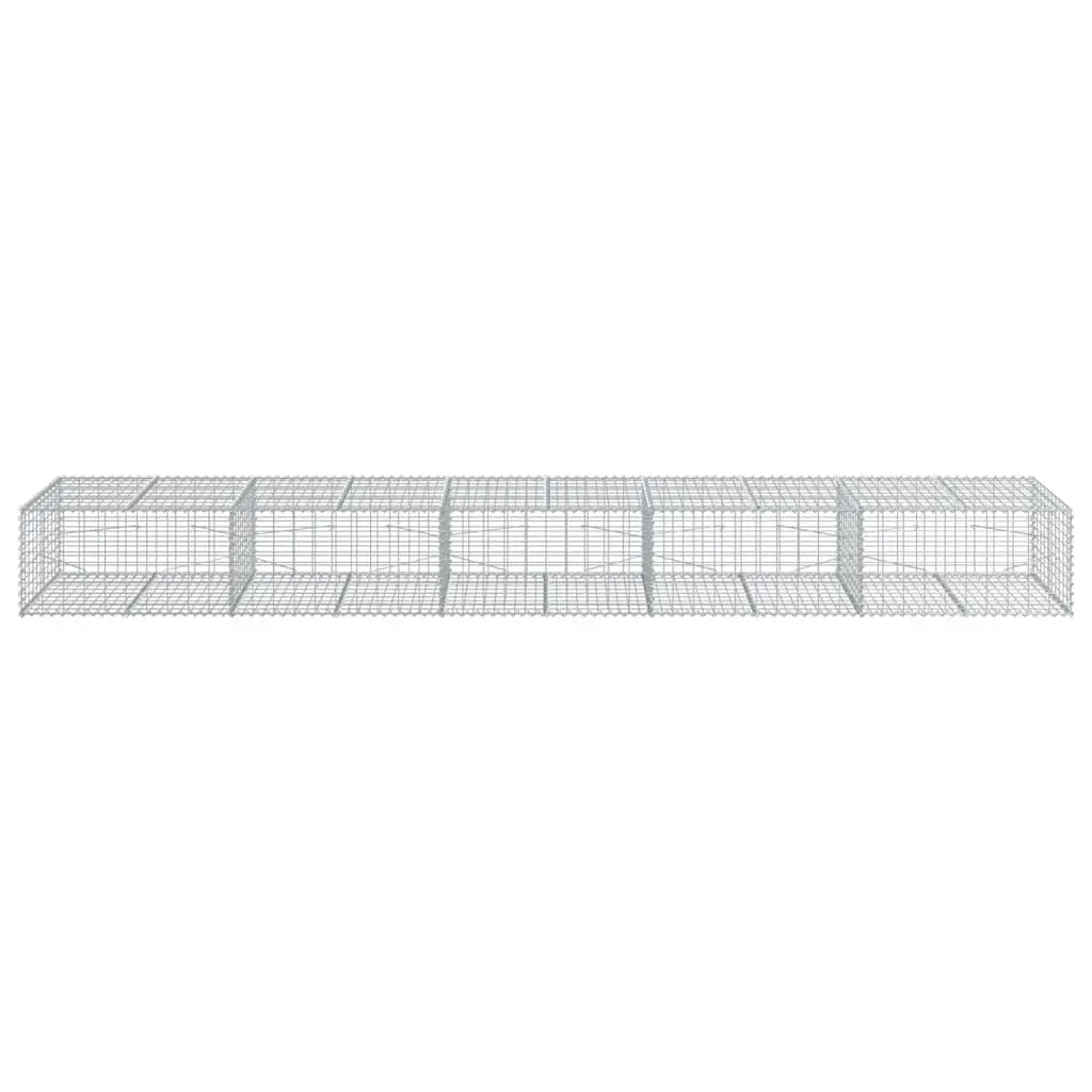 Gabion Basket with Cover 500x100x50 cm Galvanised Iron Silver Garden Retaining Wall