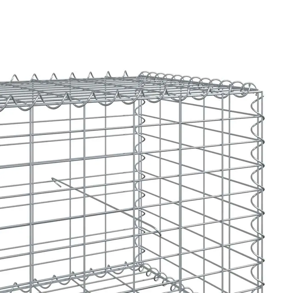 Gabion Basket with Cover 500x100x50 cm Galvanised Iron Silver Garden Retaining Wall