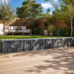 Gabion Basket with Cover 700x100x50 cm Silver Metal Garden Retaining Wall