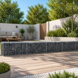 Gabion Basket with Cover 900x100x50cm Galvanised Iron Wire Retaining Wall Garden