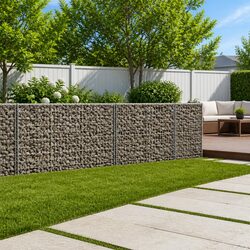 Gabion Basket with Cover 350x100x100 cm Galvanised Iron Wire Garden Retaining