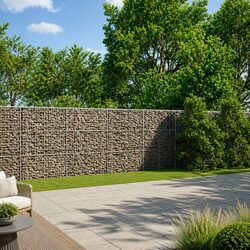 Gabion Basket with Cover 500x100x150 cm Silver Metal Garden Retaining Wall