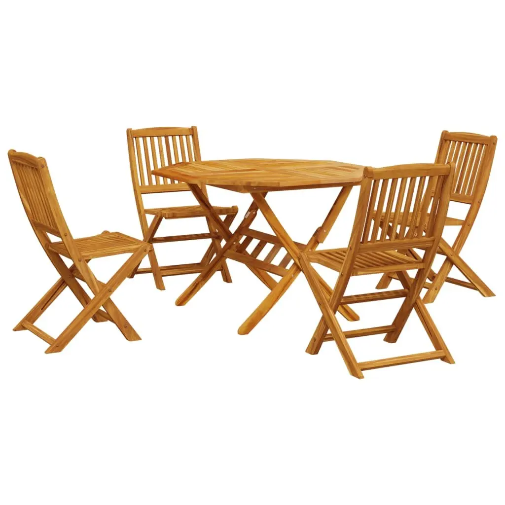 Folding Garden Dining Set 5 Piece Outdoor Patio Furniture Acacia Wood Brown