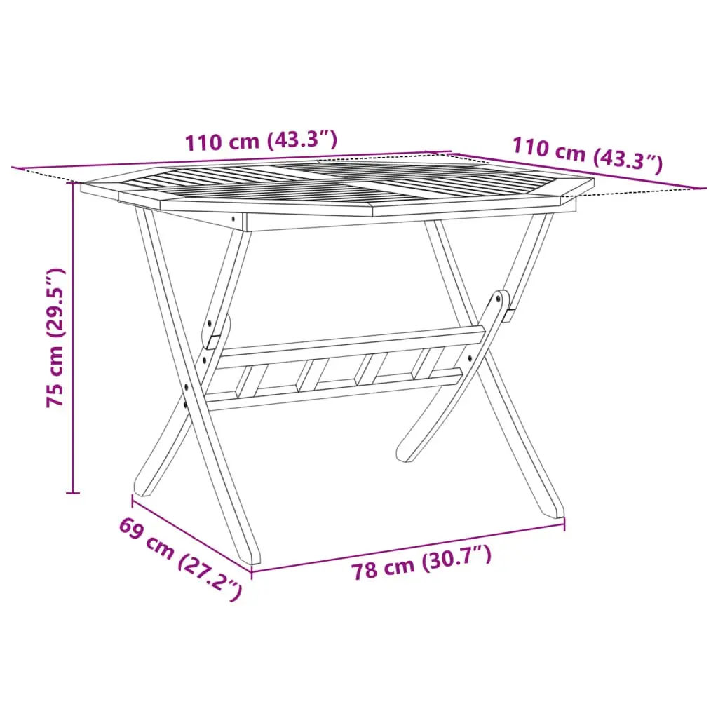 Folding Garden Dining Set 5 Piece Outdoor Patio Furniture Acacia Wood Brown