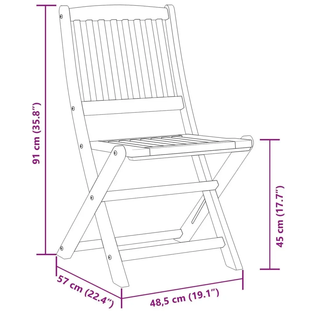 Folding Garden Dining Set 5 Piece Outdoor Patio Furniture Acacia Wood Brown