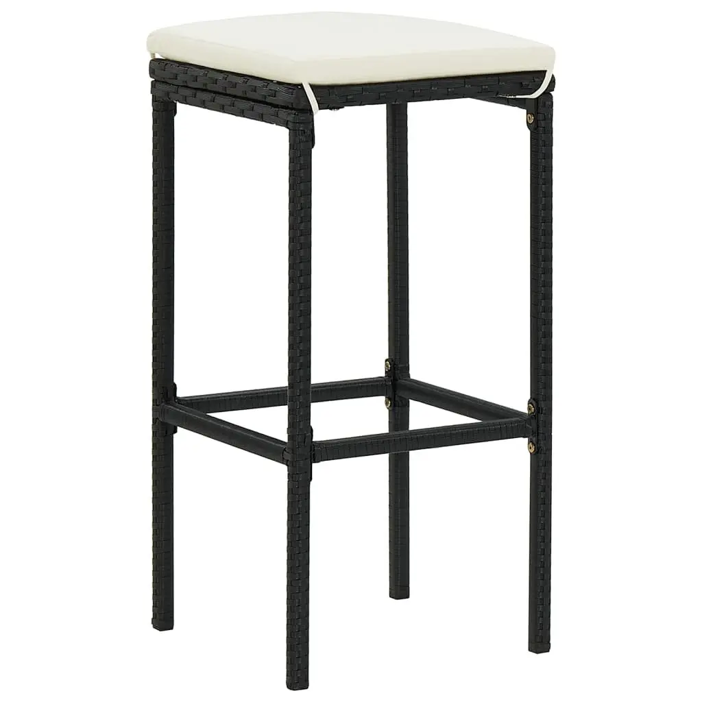 Garden Bar Set 7 Piece Outdoor Poly Rattan Bar Table Stools Acacia Wood Top