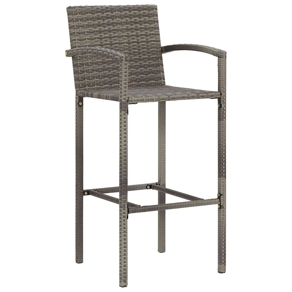 Garden Bar Set 5 Piece Grey Outdoor Bar Table and Stools Acacia Poly Rattan