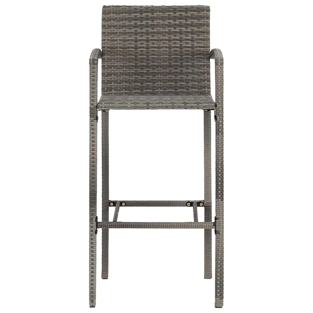 Garden Bar Set 5 Piece Grey Outdoor Bar Table and Stools Acacia Poly Rattan