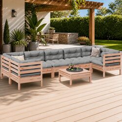 8 Piece Garden Sofa Set Outdoor Furniture with Cushions Modular Patio Seating