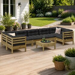 8 Piece Garden Sofa Set Outdoor Furniture with Cushions Patio Backyard Seating