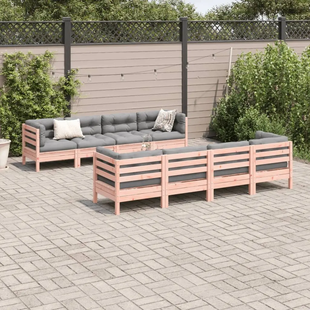 Outdoor Garden Sofa Set 9 Piece Modular Furniture with Cushions Wood Patio