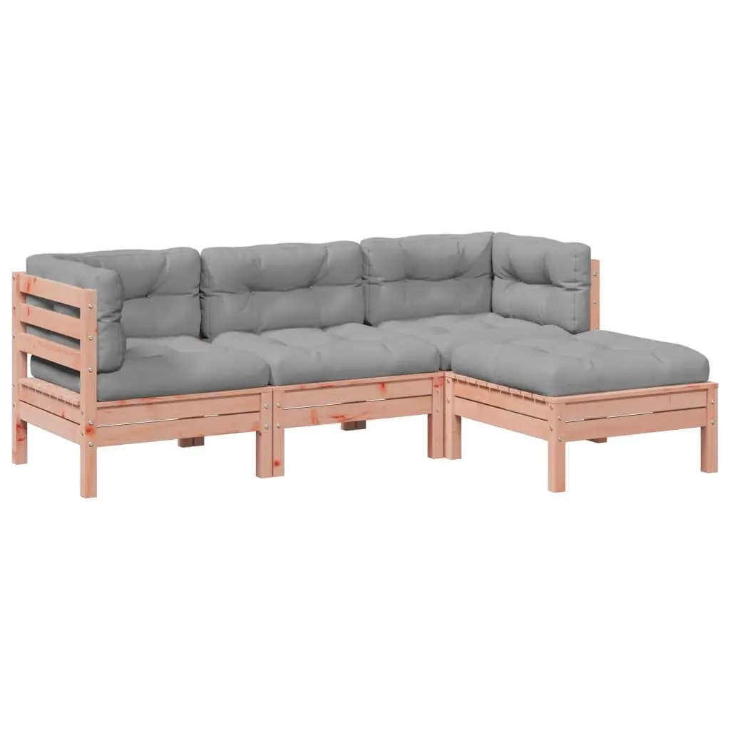 4 Piece Garden Sofa Set with Cushions Outdoor Patio Furniture Wood Brown