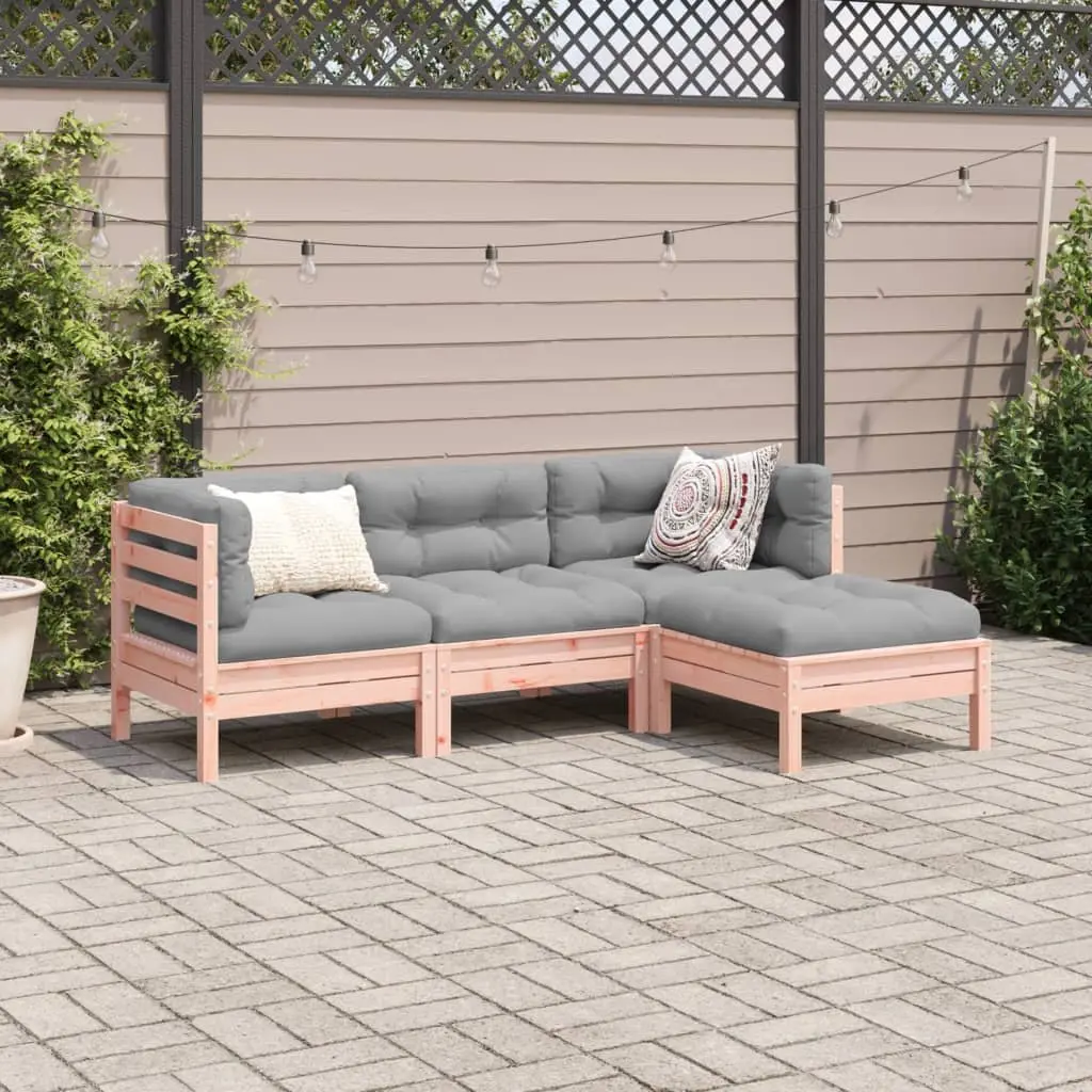 4 Piece Garden Sofa Set with Cushions Outdoor Patio Furniture Wood Brown