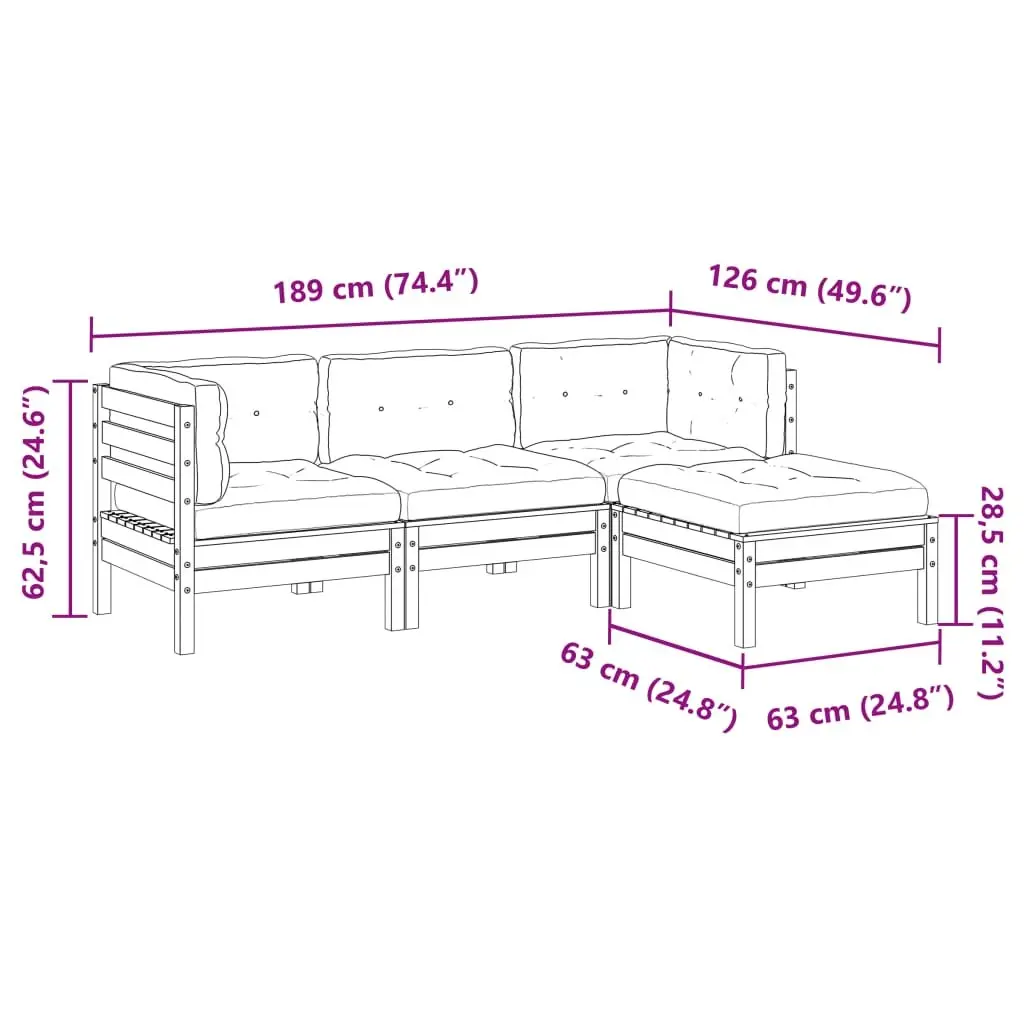 4 Piece Garden Sofa Set Outdoor Furniture Patio Lounge with Cushions Brown