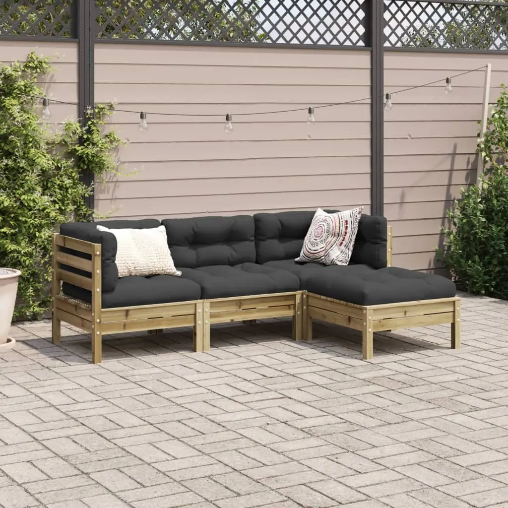 4 Piece Garden Sofa Set Outdoor Furniture Patio Lounge with Cushions Brown