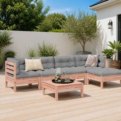 Outdoor Garden Sofa Set 6 Piece Modular Patio Furniture with Cushions Wood