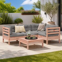 Garden Sofa Set 5 Piece Outdoor Furniture with Cushions Wood Modular Patio