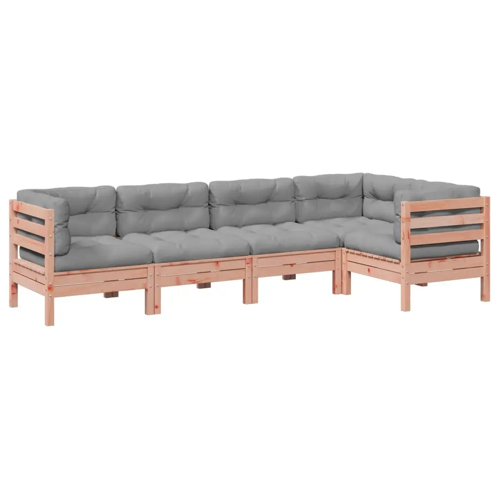 5 Piece Garden Sofa Set Outdoor Furniture with Cushions Wood Patio Seating