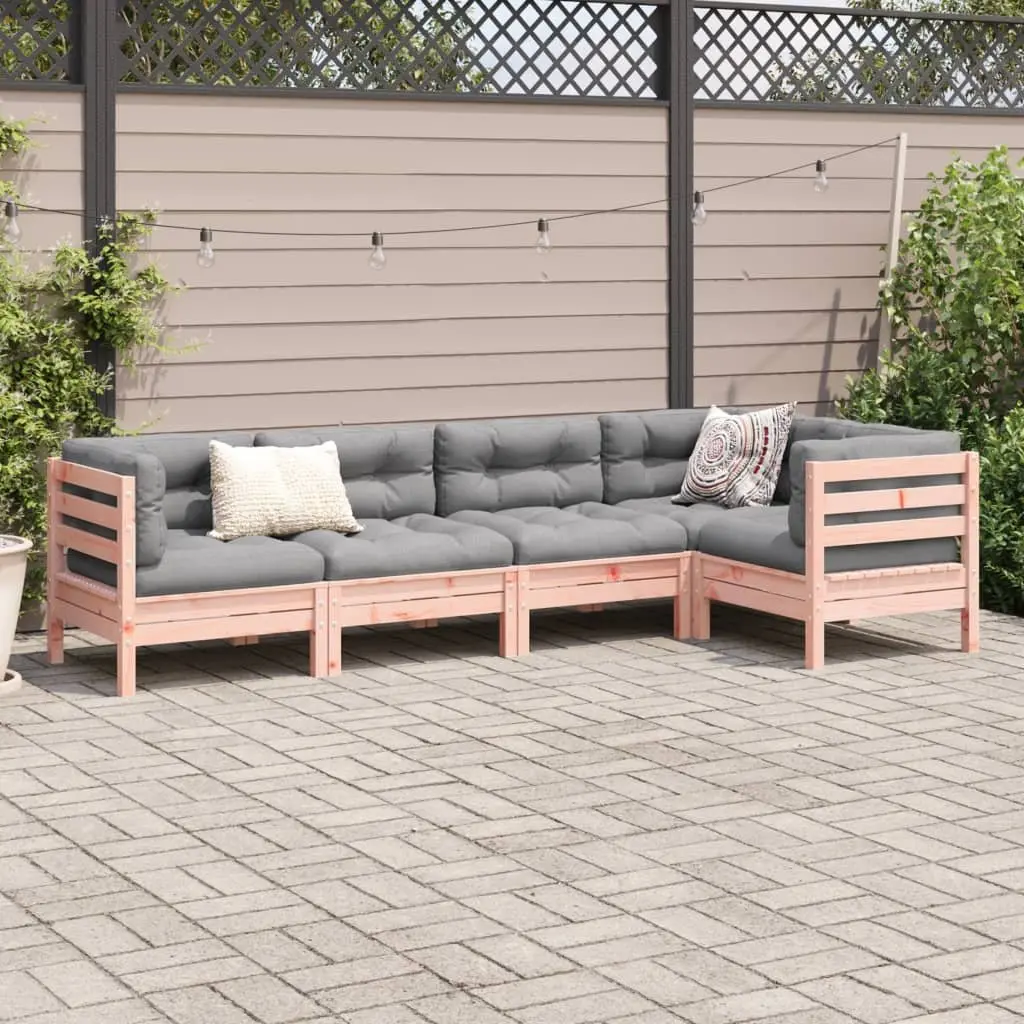 5 Piece Garden Sofa Set Outdoor Furniture with Cushions Wood Patio Seating