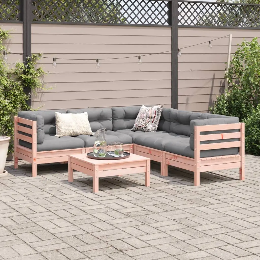 Garden Sofa Set 6 Piece Outdoor Furniture with Cushions Wood Patio Seating