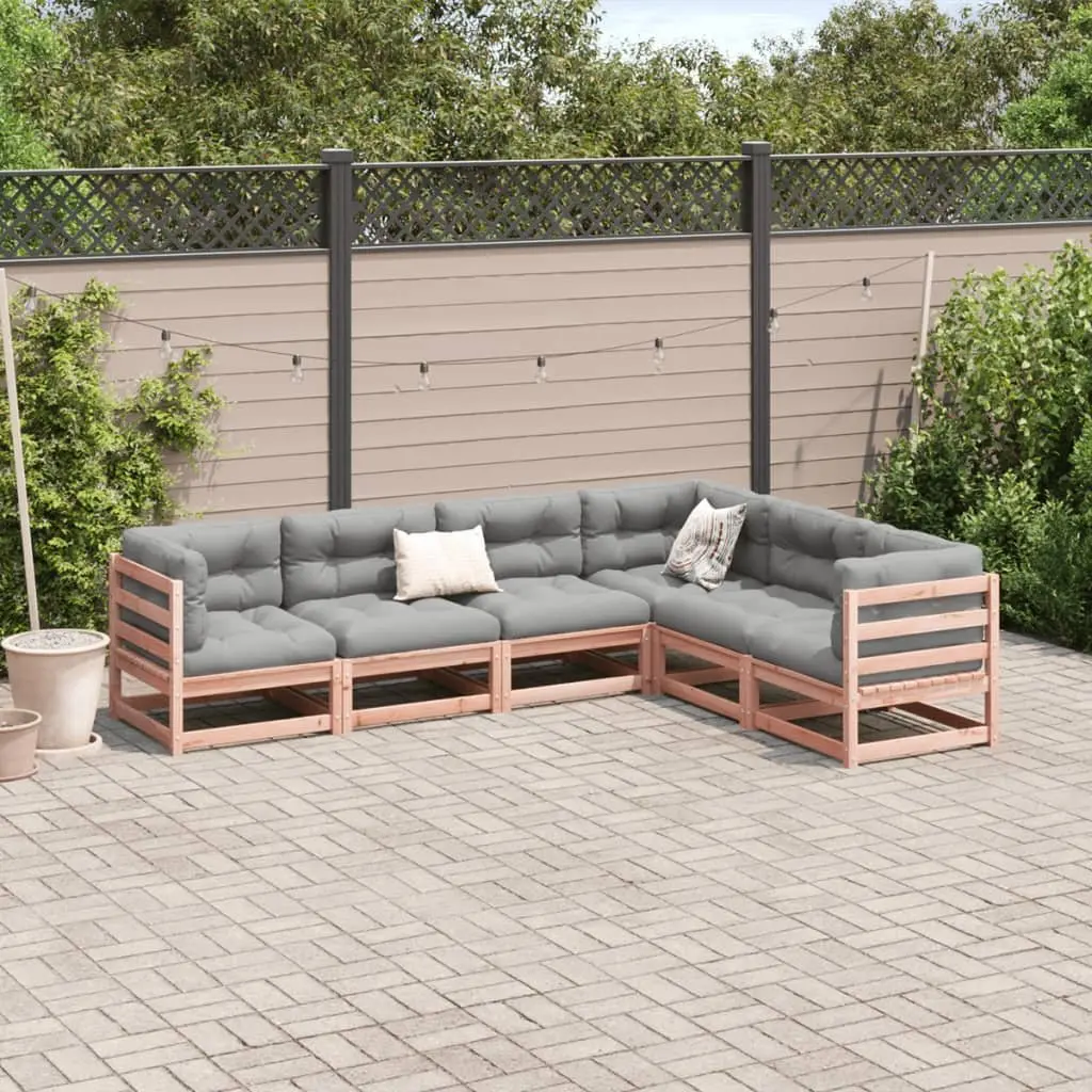6 Piece Garden Sofa Set Outdoor Furniture Wood Cushions Backyard Patio Sectional