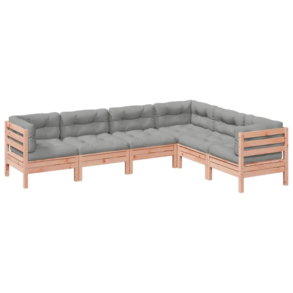 Garden Sofa Set 6 Piece Outdoor Furniture with Cushions Modular Wood Patio
