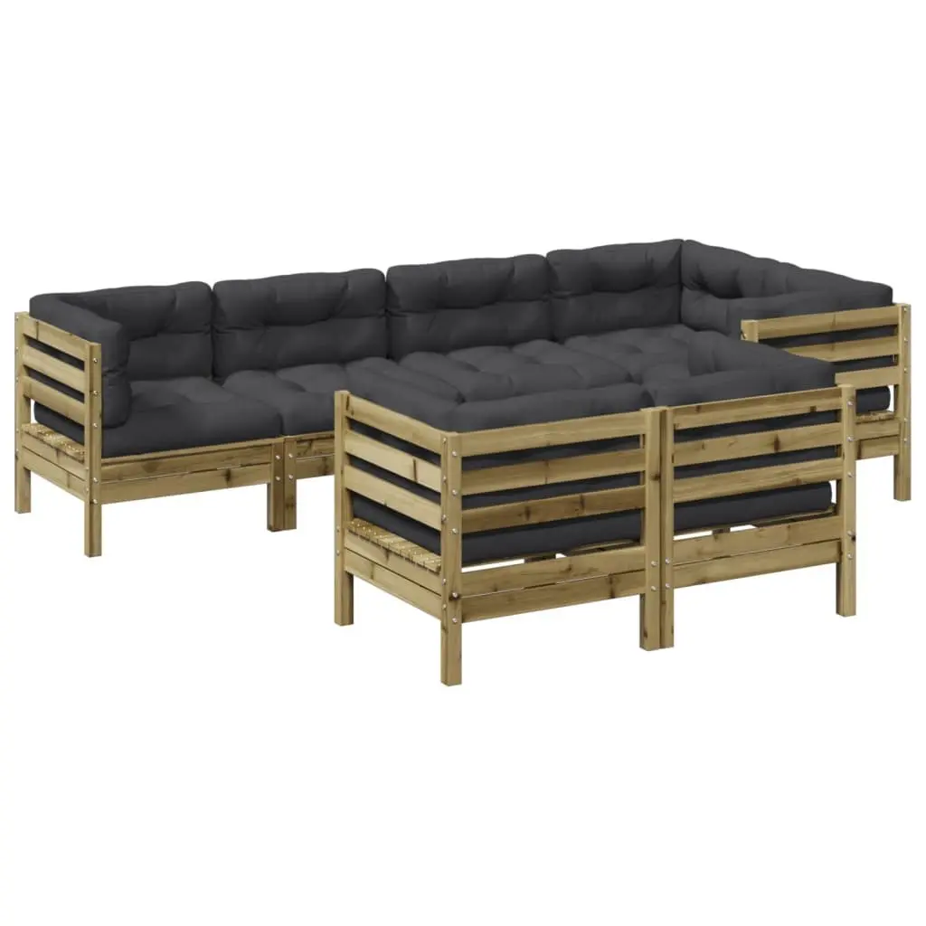 7 Piece Garden Sofa Set Outdoor Furniture with Cushions Brown Patio Sectional