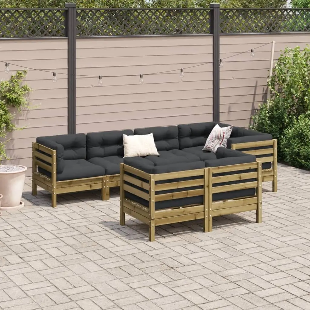 7 Piece Garden Sofa Set Outdoor Furniture with Cushions Brown Patio Sectional