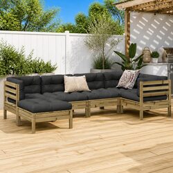 Garden Sofa Set 6 Piece Outdoor Furniture Patio Seating with Cushions Brown