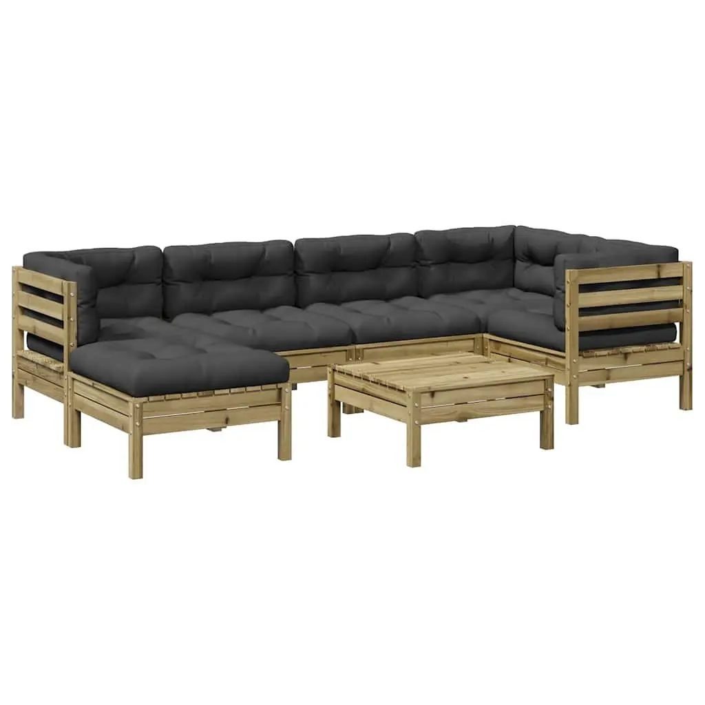 7 Piece Garden Sofa Set Outdoor Furniture with Cushions Brown Patio Seating