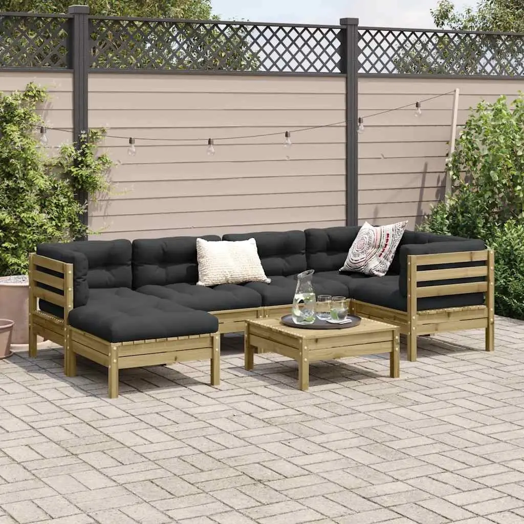 7 Piece Garden Sofa Set Outdoor Furniture with Cushions Brown Patio Seating
