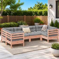 6 Piece Garden Sofa Set Outdoor Furniture with Cushions Solid Wood Patio Seating
